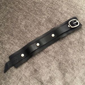 Dark navy leather bracelet adjustable